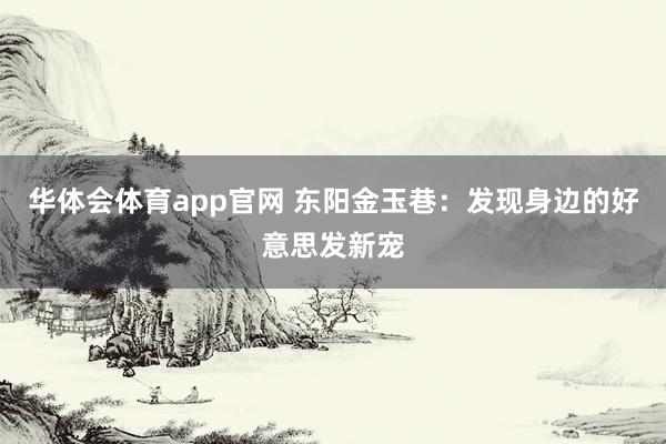华体会体育app官网 东阳金玉巷：发现身边的好意思发新宠