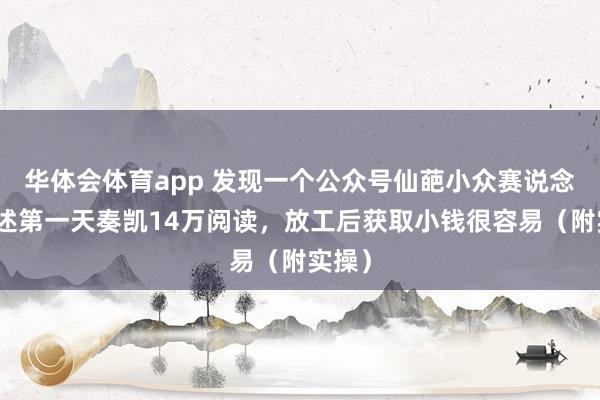 华体会体育app 发现一个公众号仙葩小众赛说念，著述第一天奏凯14万阅读，放工后获取小钱很容易（附实操）