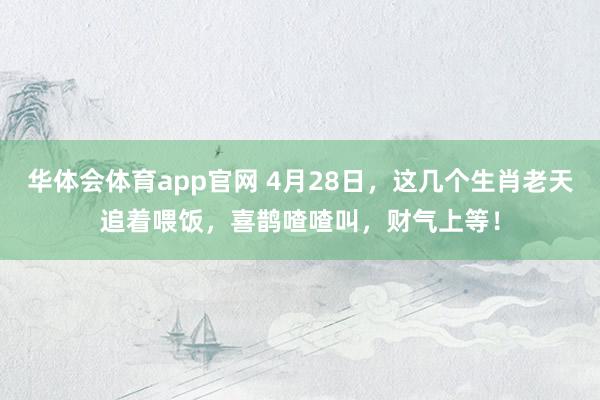 华体会体育app官网 4月28日，这几个生肖老天追着喂饭，喜鹊喳喳叫，财气上等！